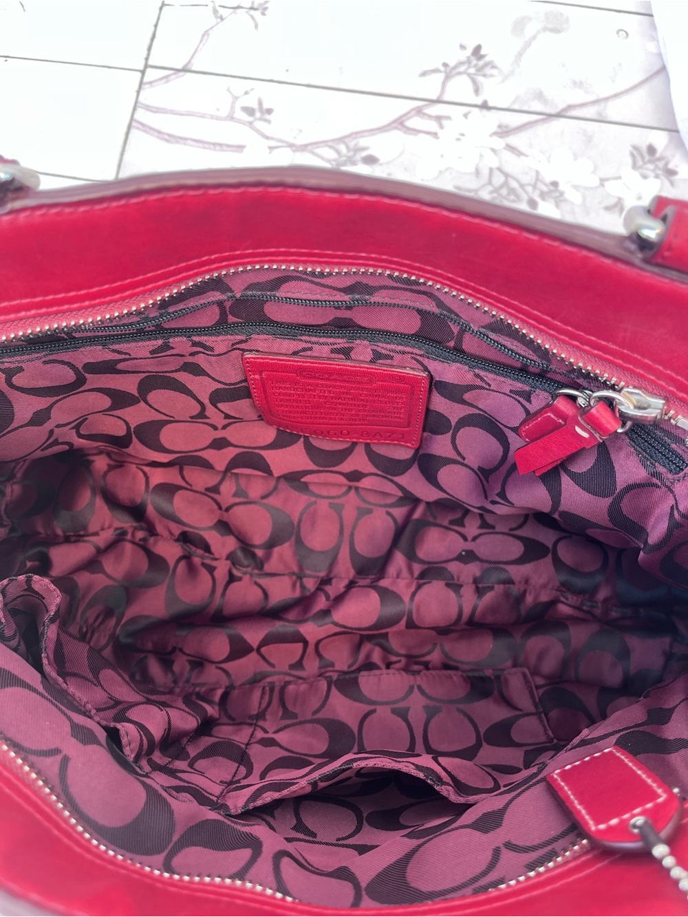 Coach Red Leather Shoulder Bag with Silver Hardware - Picture 7 of 11